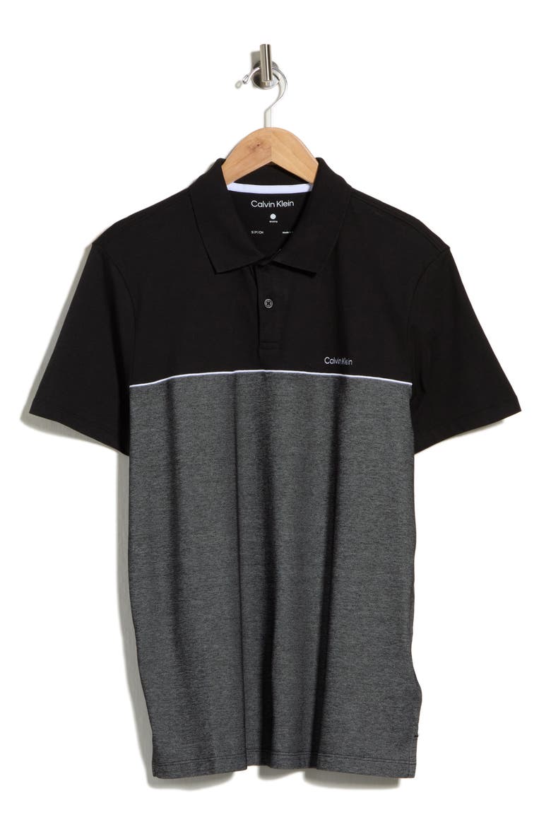 Colorblock Short Sleeve Polo, Main, color, BLACK COMBO