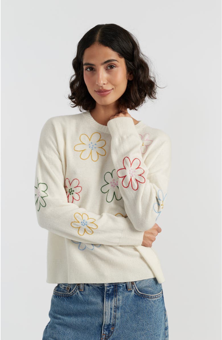 Chinti & Parker Wool-Cashmere Garden Floral Sweater, Main, color, Cream