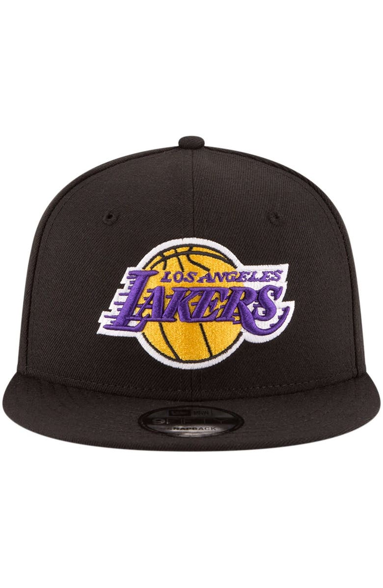 New Era Men's New Era Black Los Angeles Lakers Official Team Color 9FIFTY Snapback Hat, Alternate, color, 