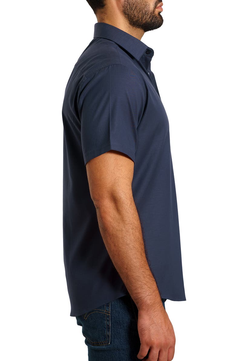 Jared Lang Trim Fit Solid Short Sleeve Button-Up Shirt, Alternate, color, 