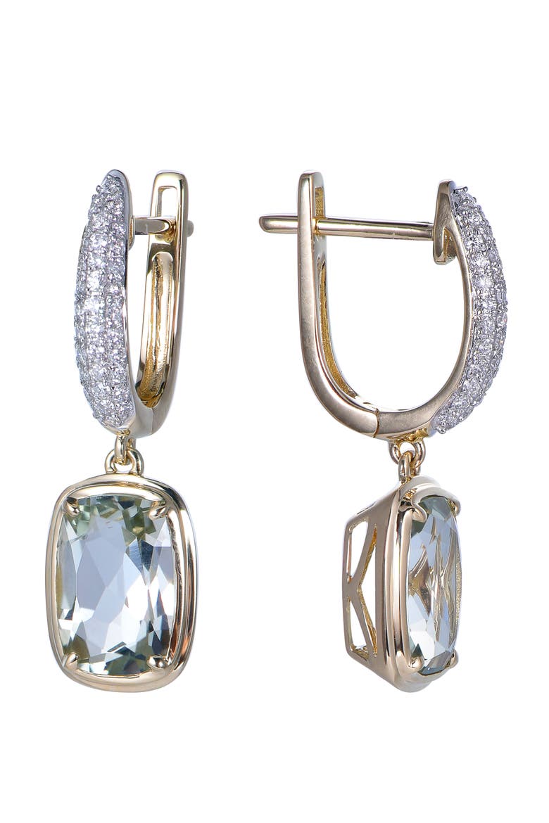 Green Amethyst Earrings with Diamonds, Alternate, color, Green