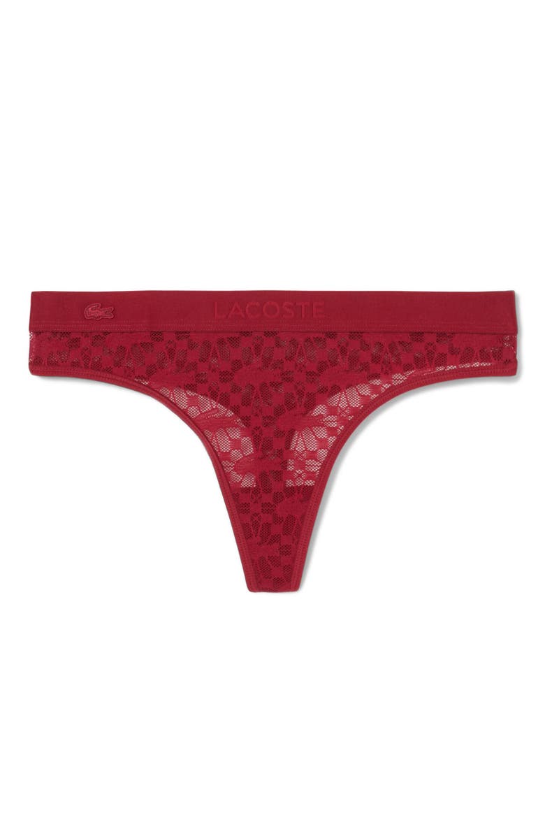 Lace Thong, Alternate, color, BORDEAUX