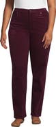 Lands' End Fine Wale Embroidery Corduroy High Rise Straight Leg Pants