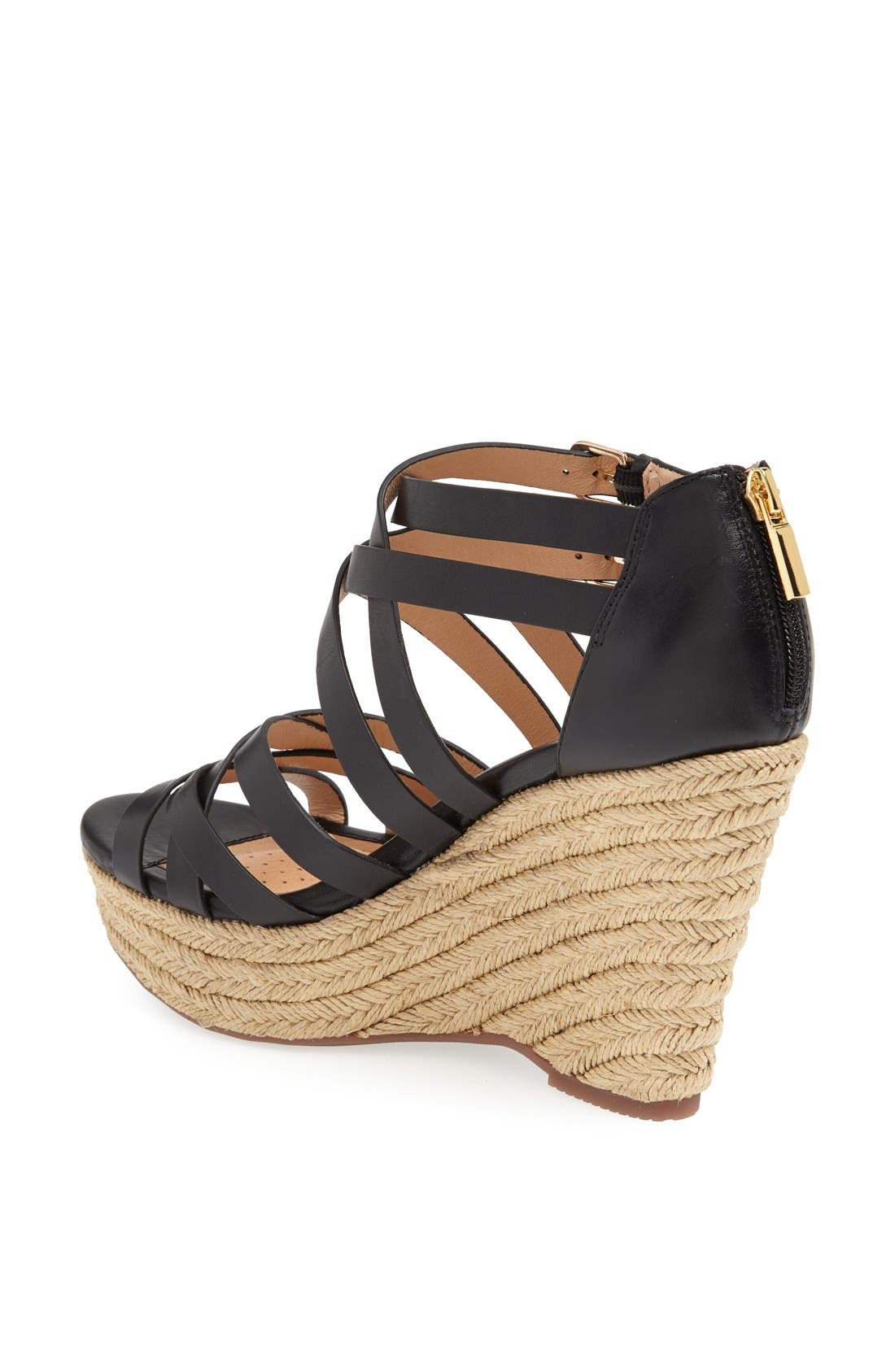'Priti' Wedge Sandal, Alternate, color, BLACK