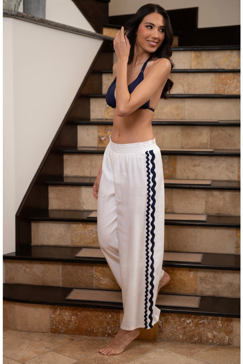 Poolside Linen Blend Cover-Up Pants, Alternate, color, WHITE