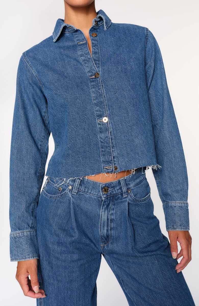 DL1961 Montauk Crop Denim Button-Up Shirt, Main, color, 