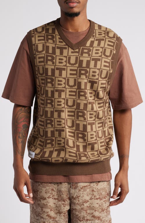 Butter Goods Tiles Knit Sweater Vest in Brown 