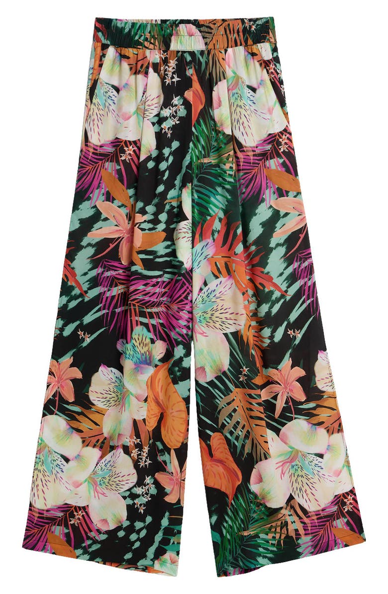 Desigual Tropical Print Wide Leg Trousers, Alternate, color, 