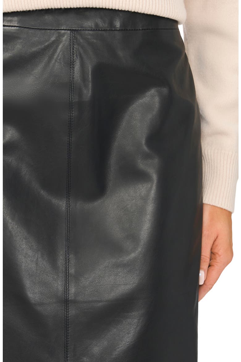 Salma Leather Midi Skirt, Alternate, color, RICH BLACK