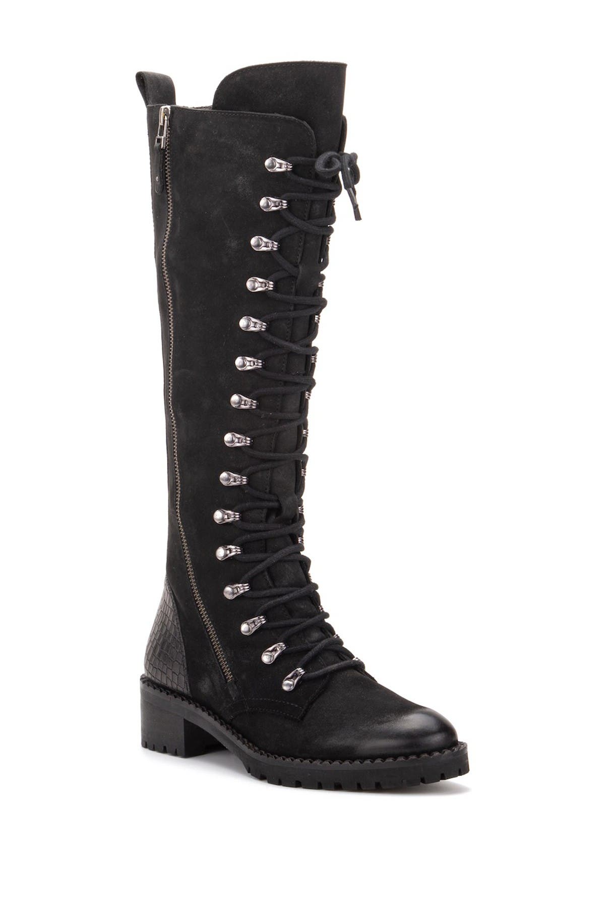 VINTAGE FOUNDRY Henrietta Tall Leather Lace-Up Boot, Alternate, color, Black