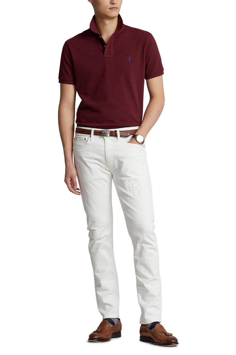 Solid Cotton Polo Shirt, Alternate, color, DK RED HTR