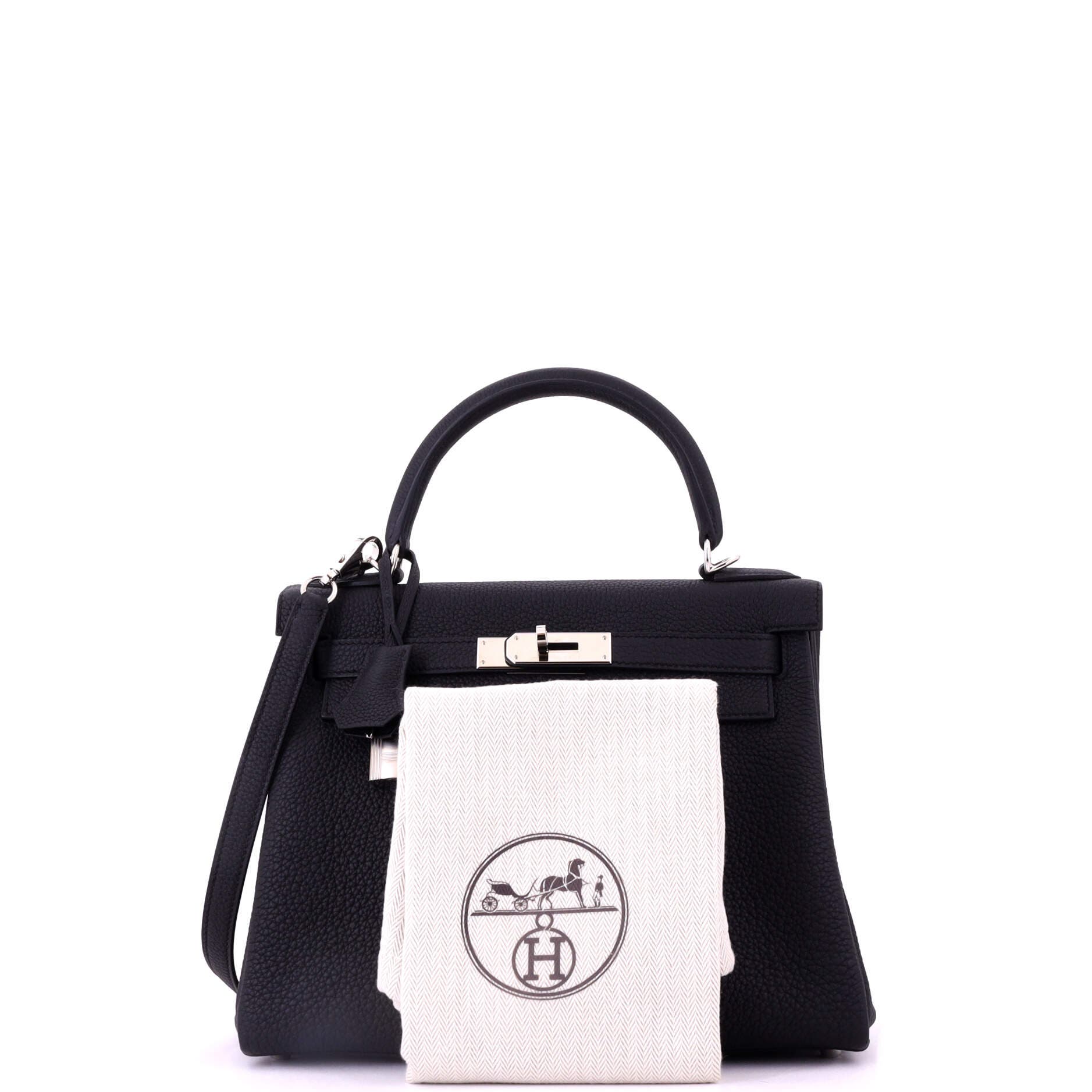 Pre-Owned Hermes Kelly Handbag Black Togo with Palladium Hardware 28, Alternate, color, 