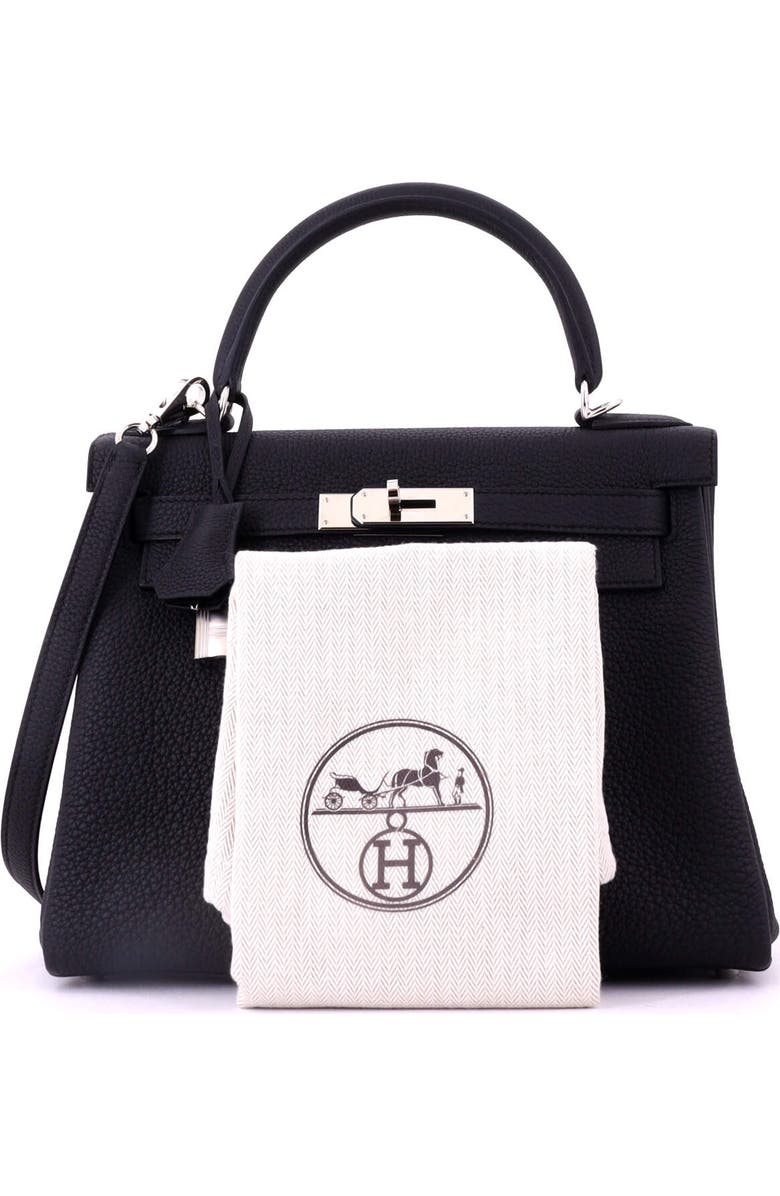 Pre-Owned Hermes Kelly Handbag Black Togo with Palladium Hardware 28, Alternate, color,