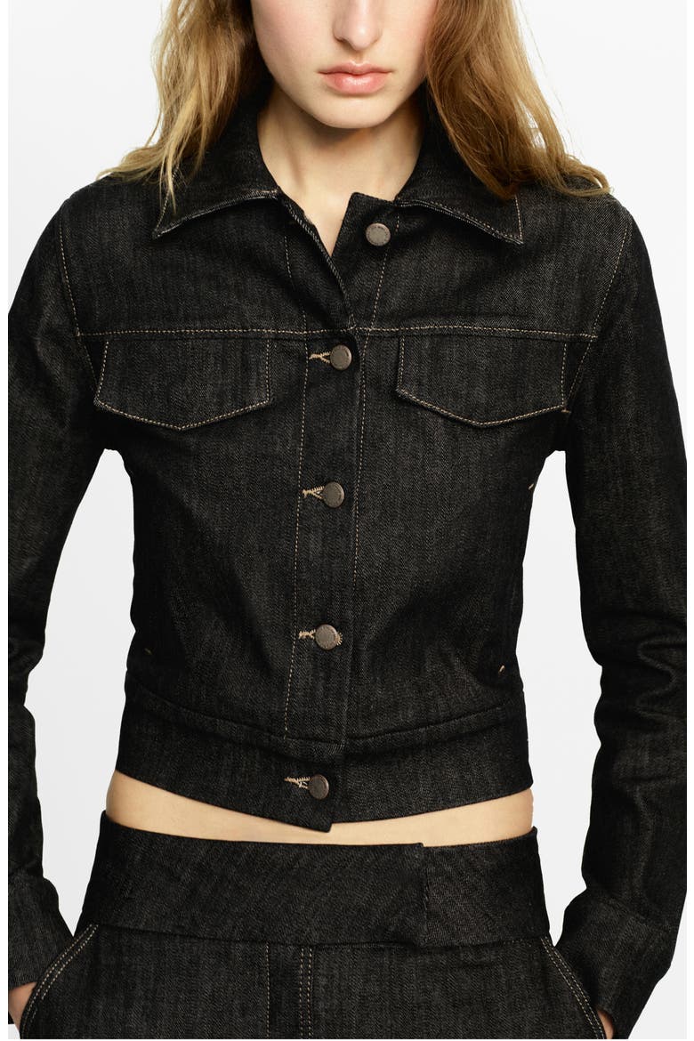 Fitted Denim Jacket, Main, color, BLACK