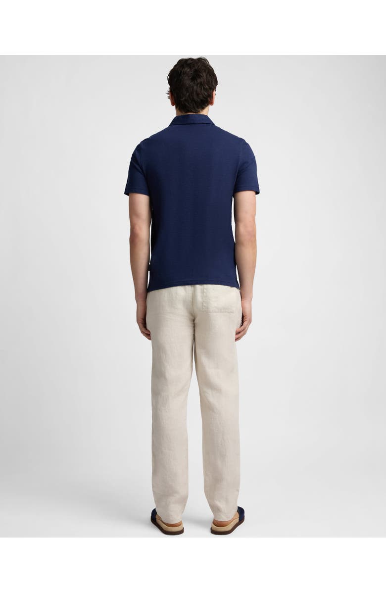 Onia Stretch Linen Jersey Short Sleeve Polo, Alternate, color, Midnight