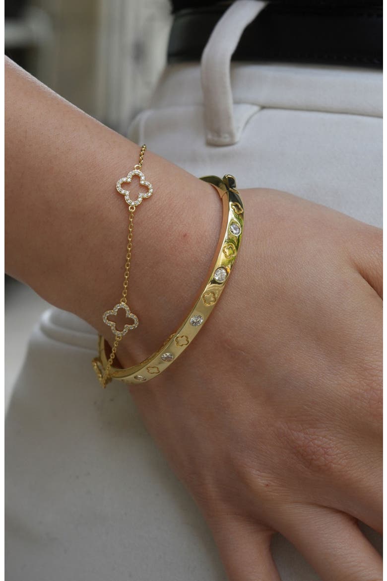 Set of 2 Clover Bracelets, Alternate, color, GOLD