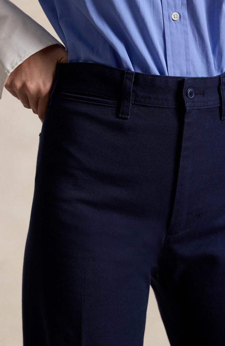 Polo Ralph Lauren High Waist Wide Leg Stretch Cotton Twill Pants, Alternate, color, Navy