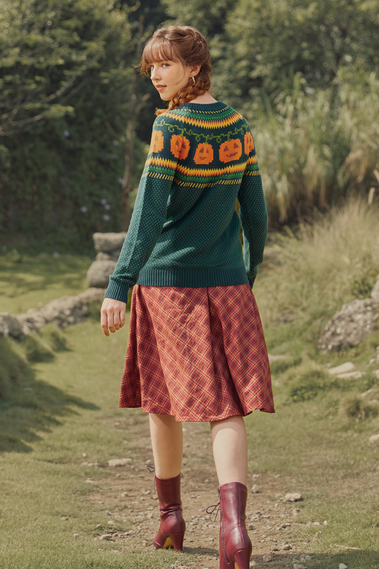 Give 'Em Pumpkin To Talk About Fair Isle Sweater, Alternate, color, Green Pumpkin