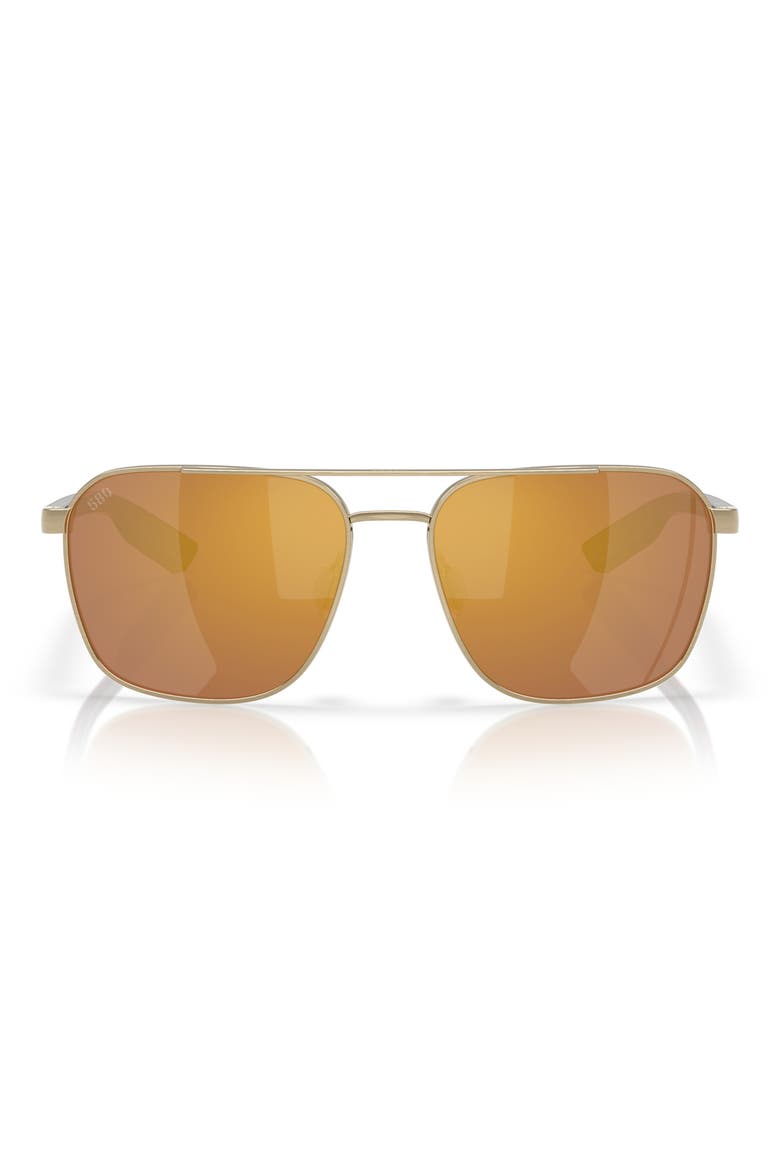 58mm Polarized Mirrored Rectangular Sunglasses, Main, color, GOLD/ GOLD MIRROR 580G