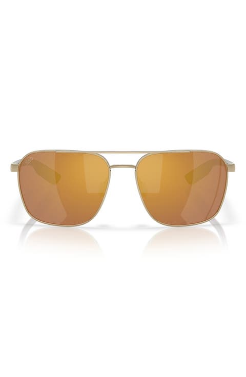 58mm Polarized Mirrored Rectangular Sunglasses