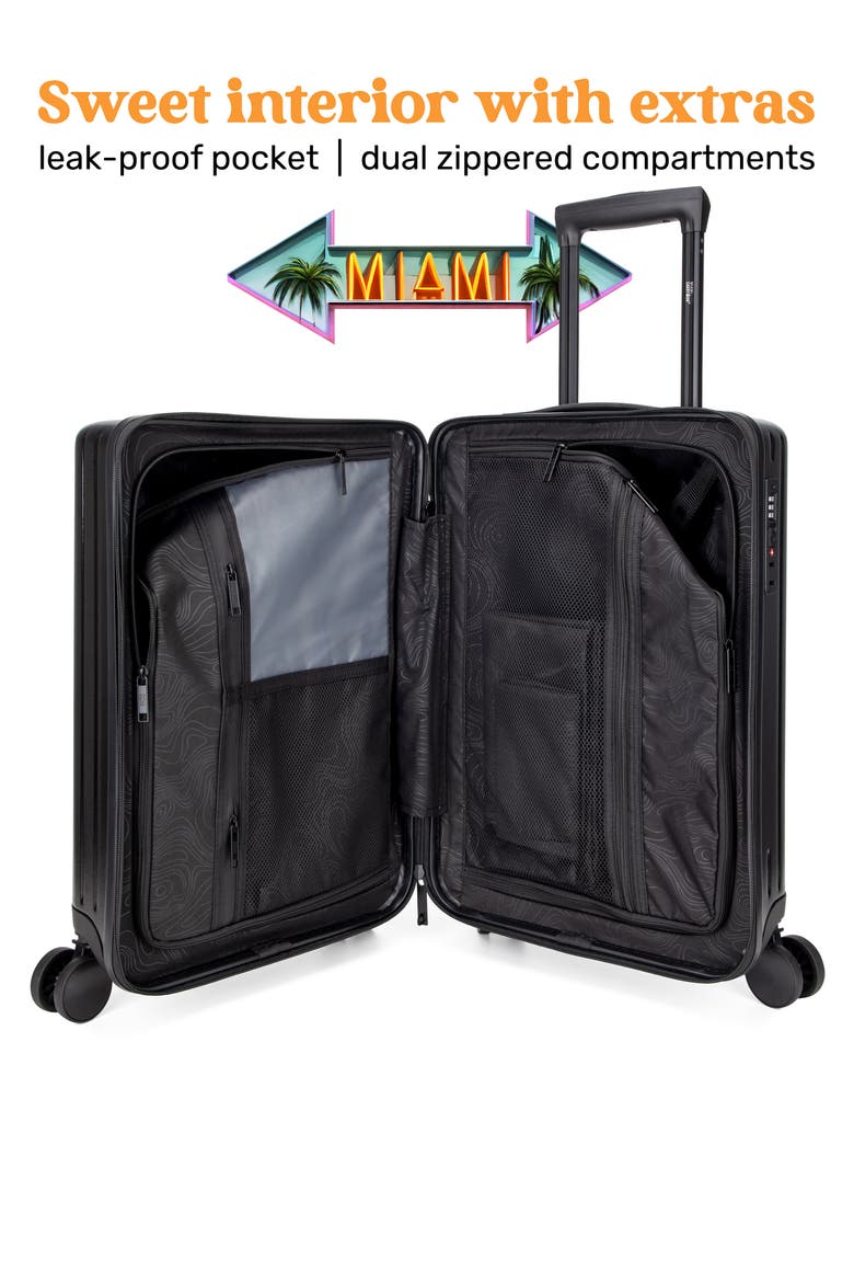 Ocean Polycarbonate Carry On Spinner Suitcase, Alternate, color, Black