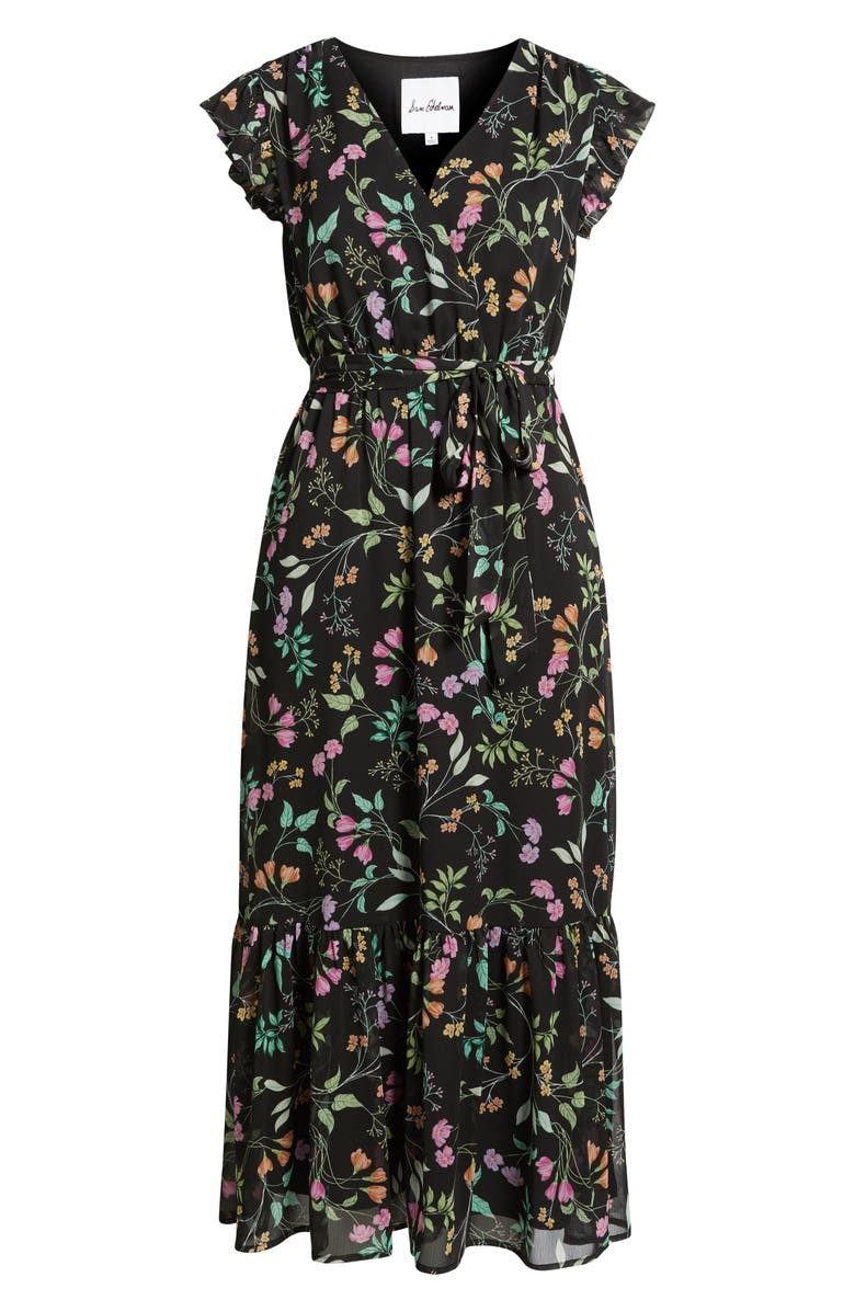 Sam Edelman Floral Print Flutter Sleeve Maxi Dress, Alternate, color, 