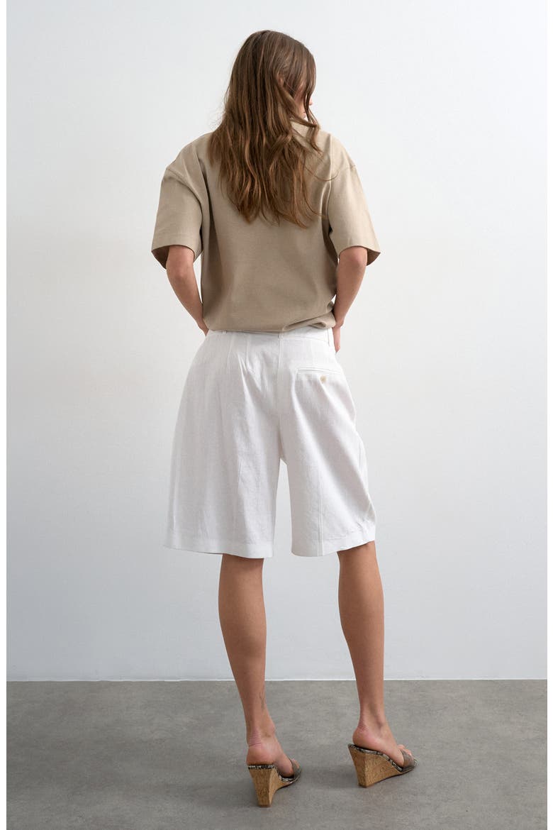 Linen Blend Bermuda Shorts, Alternate, color, ECRU