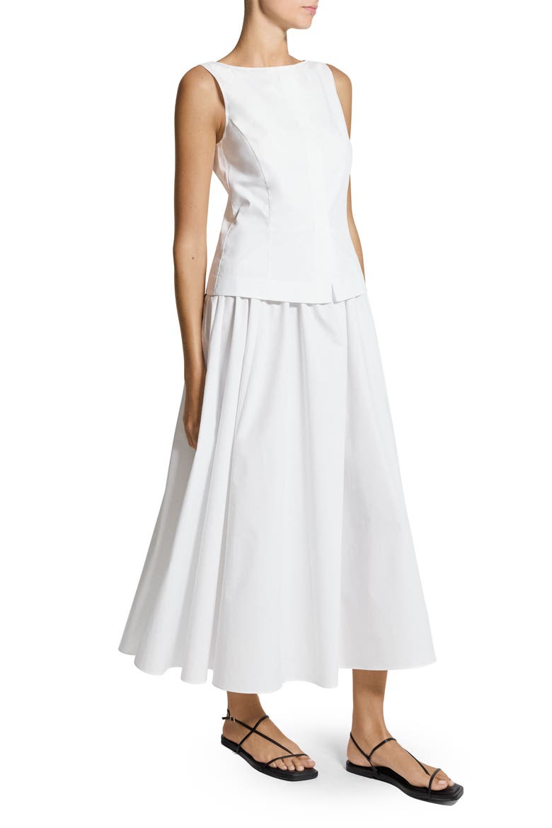 Sleeveless Boatneck Midi Dress, Alternate, color, WHITE