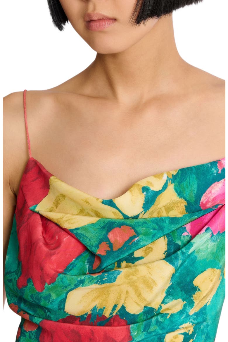 Printed crepe de Chine top with thin straps, Alternate, color, multicolor