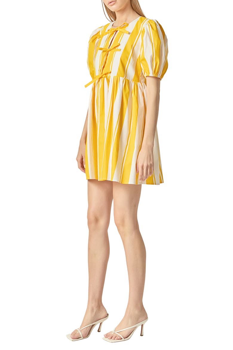 Bold Stripe Cotton Minidress, Alternate, color, YELLOW/ WHITE