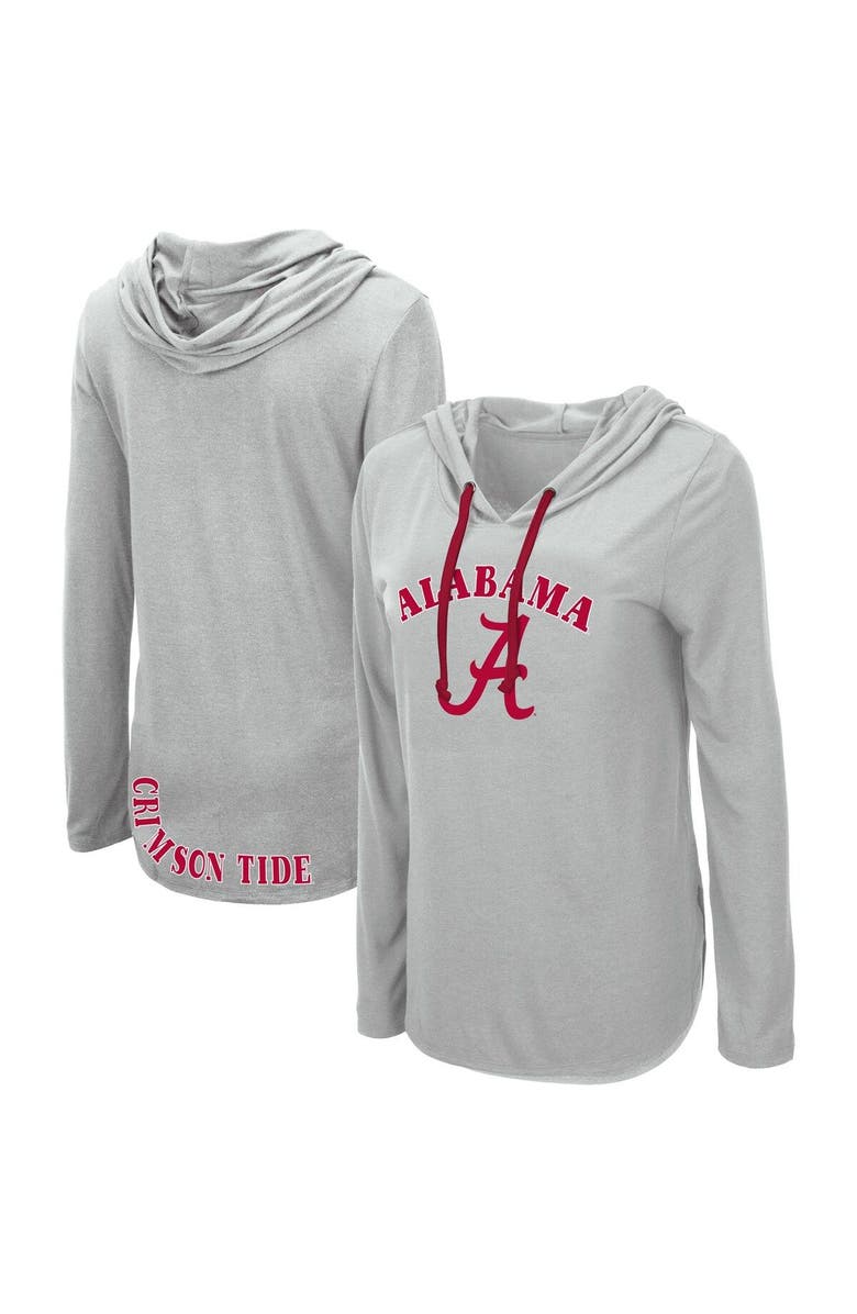 COLOSSEUM Women's Colosseum Heather Gray Alabama Crimson Tide My Lover Lightweight Hooded Long Sleeve T-Shirt, Main, color, 