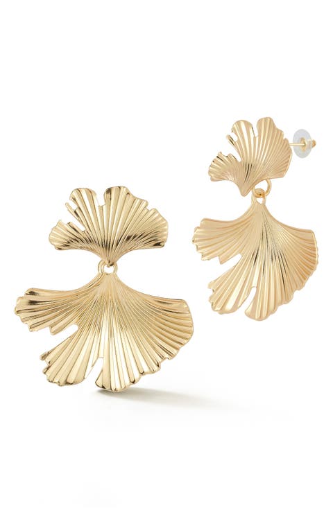 Ginkgo Leaf Drop Earrings