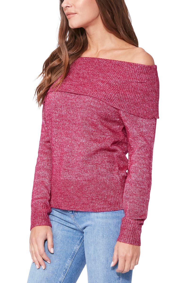PAIGE Izabella Metallic Mélange Off the Shoulder Sweater, Alternate, color, 