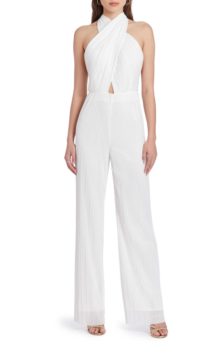 Amanda Uprichard Rivera Plissé Halter Jumpsuit, Main, color, 