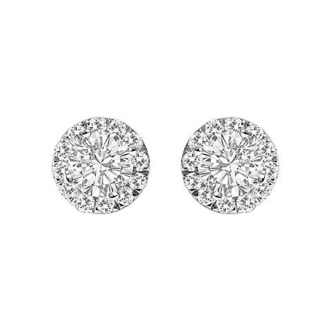14K White Gold 1/2 Ct Lab-Grown Diamond Halo Stud Earring
