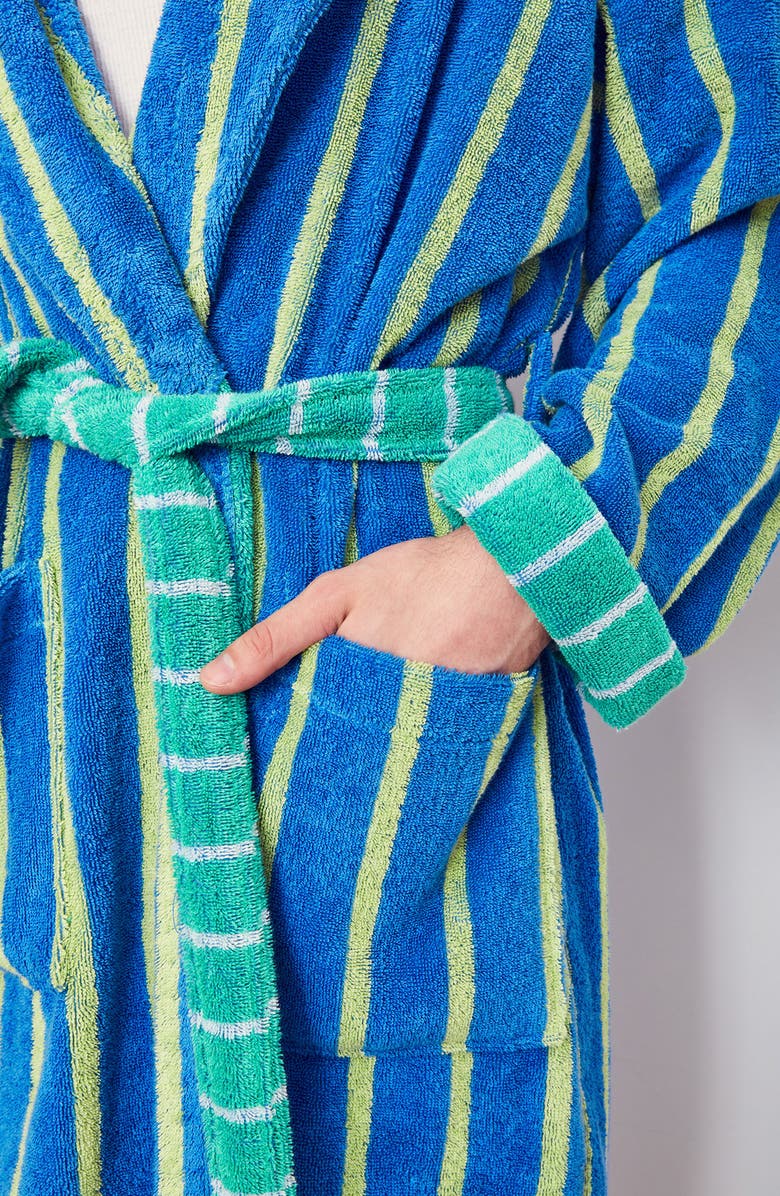 Dusen Dusen Passion Fruit Stripe Cotton Terry Robe, Alternate, color,