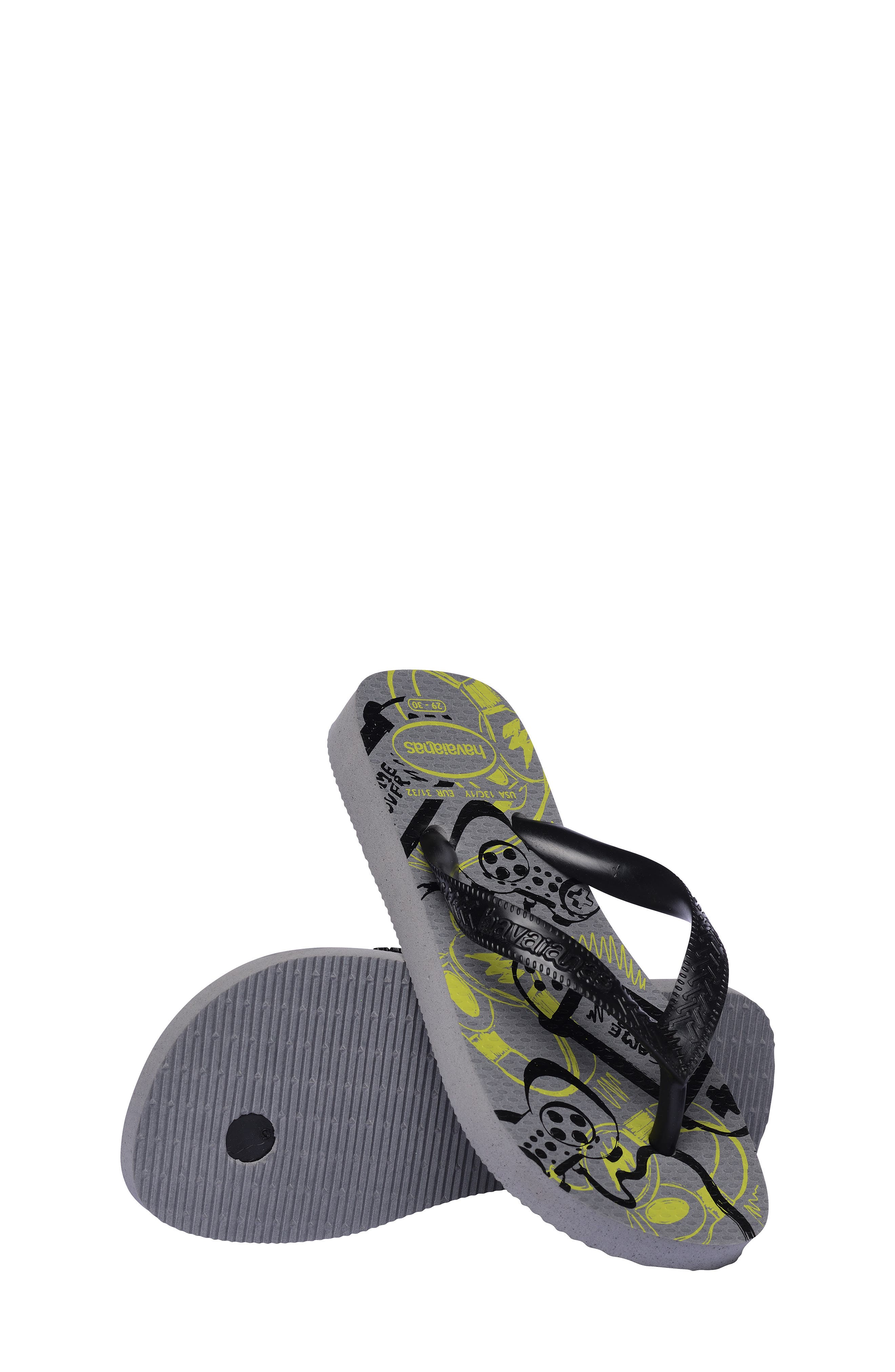 Havaianas Printed Footbed Flip-Flops, Alternate, color, Steel Grey