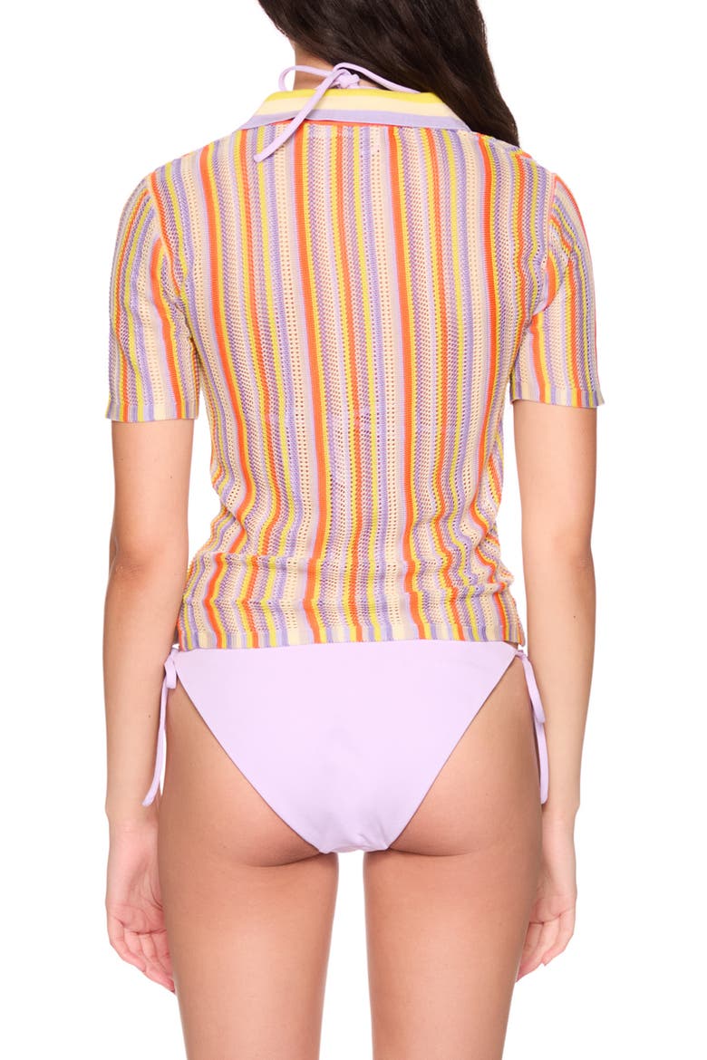 Stripe Collar Sweater, Alternate, color, APRICOT/POTION