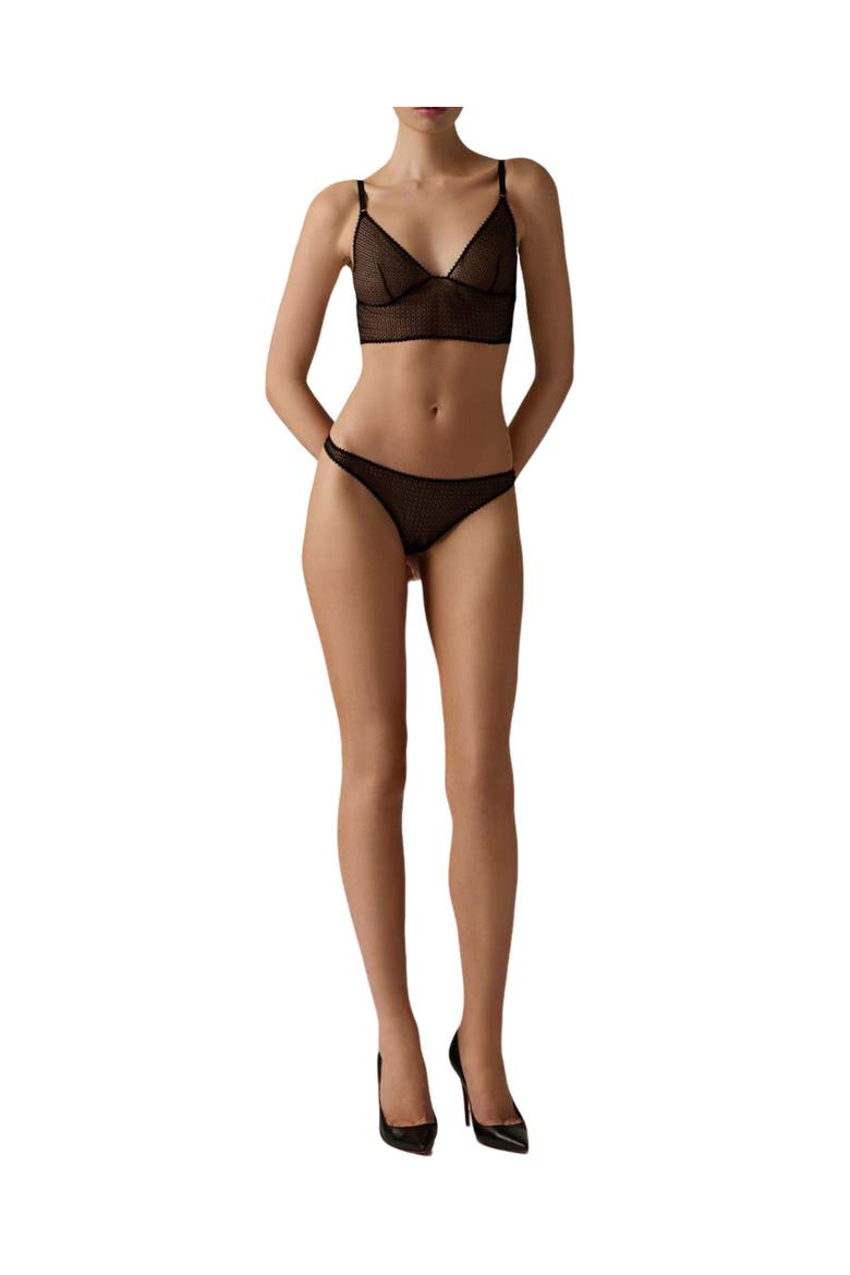 Crochet Longline Bra, Main, color, Black
