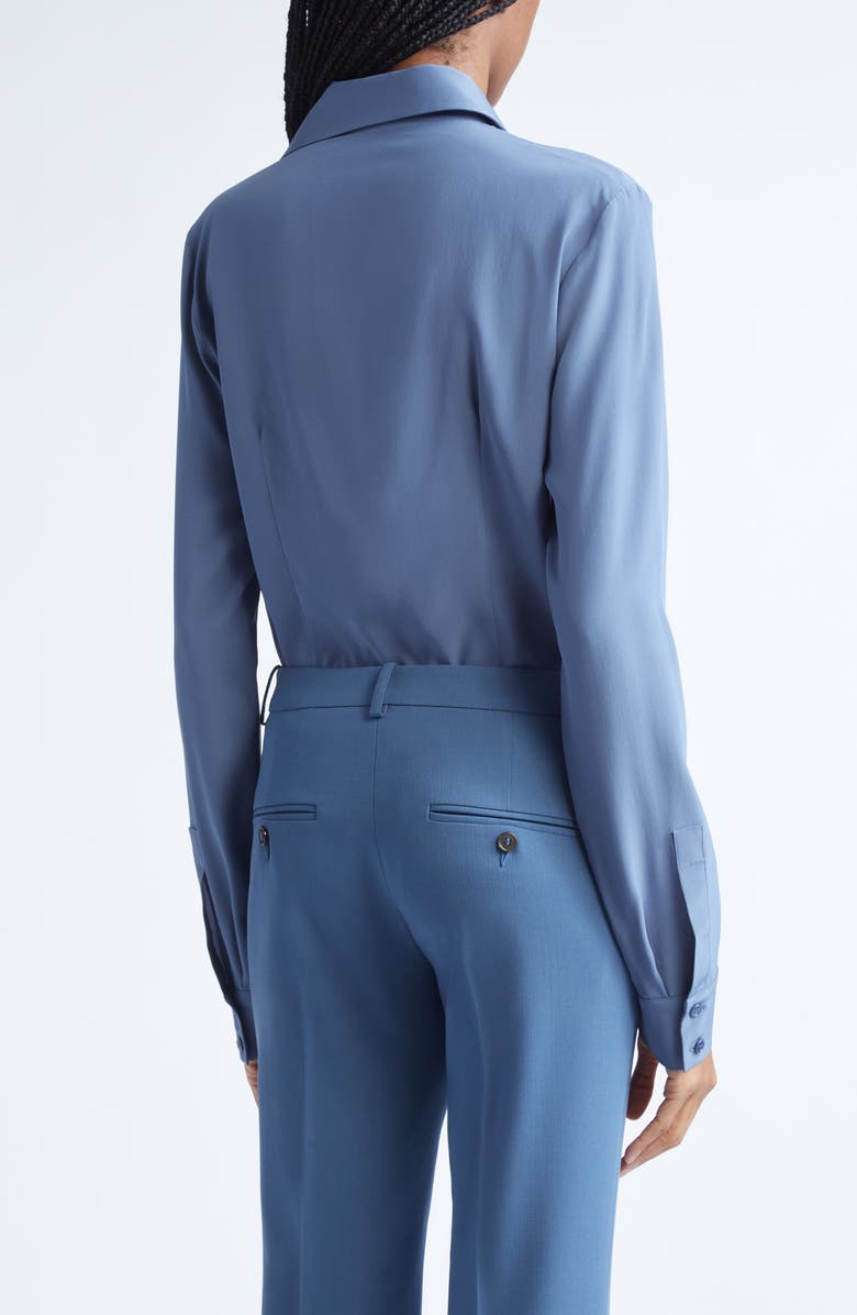 Michael Kors Collection Hansen Silk Crêpe de Chine Shirt, Alternate, color, Steel