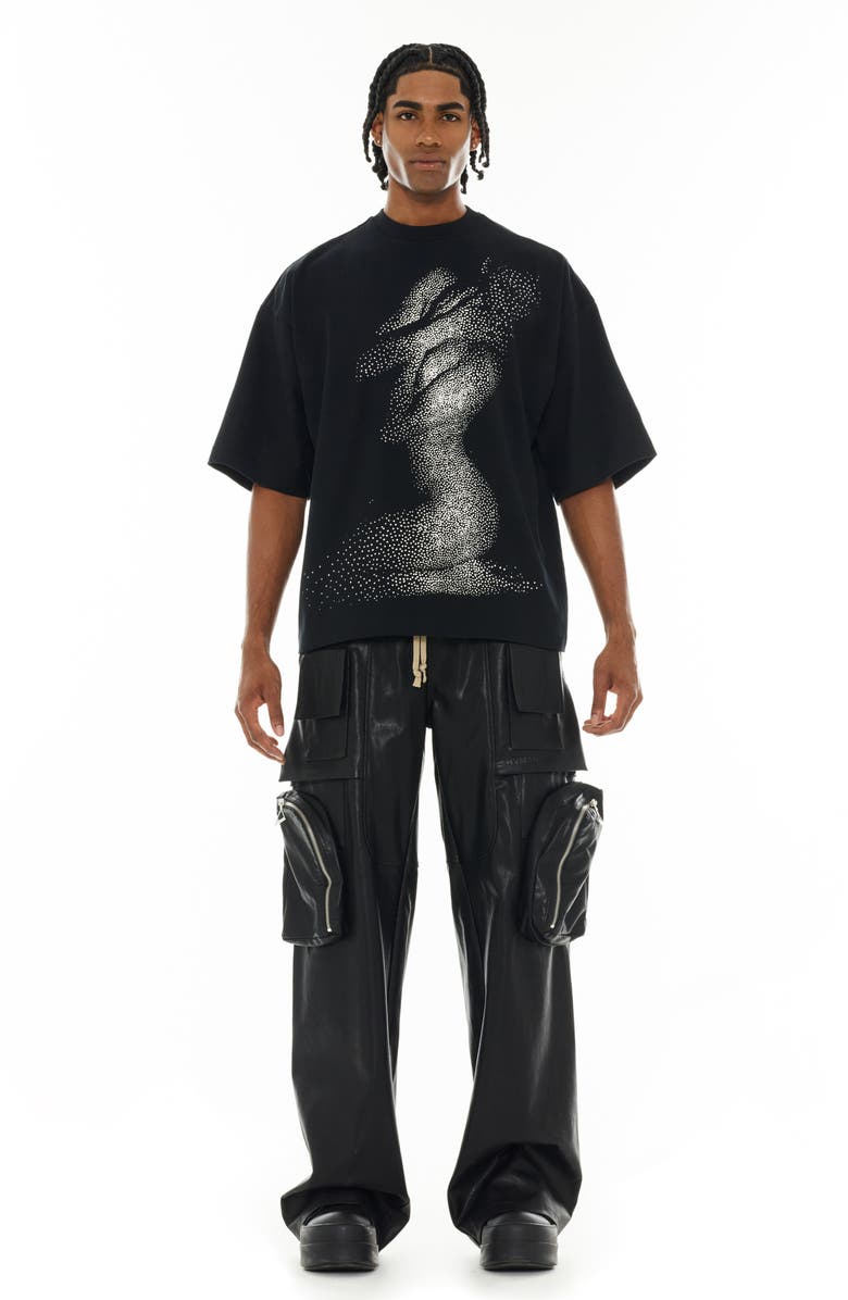 Cult of Individuality Imitation Pearl Embellished Beauty Graphic T-Shirt, Alternate, color, Black