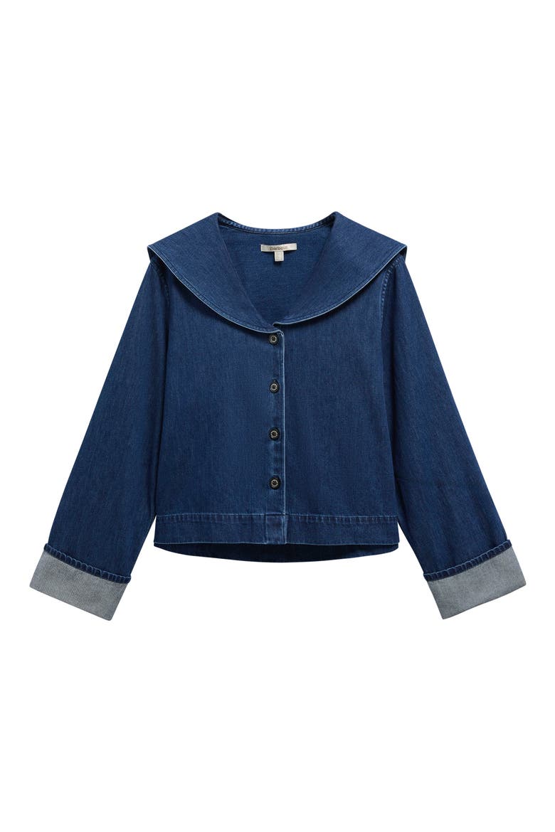 Dartmoor Sailor Collar Button-Up Shirt, Alternate, color, MID WASH INDIGO