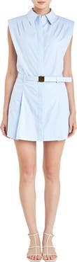 English Factory Belted Sleeveless Poplin Minidress