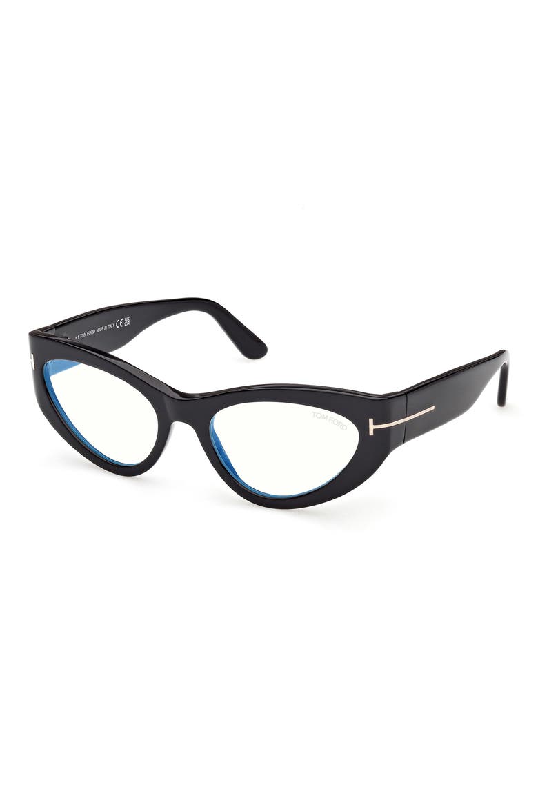 55mm Cat Eye Optical Glasses, Alternate, color, SHINY BLACK