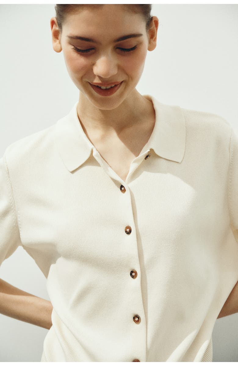 H&M Collared Cardigan, Alternate, color, Cream