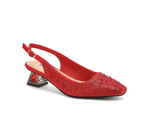 Lady Couture Rhinestone Jewel Heel Slingback Pump
