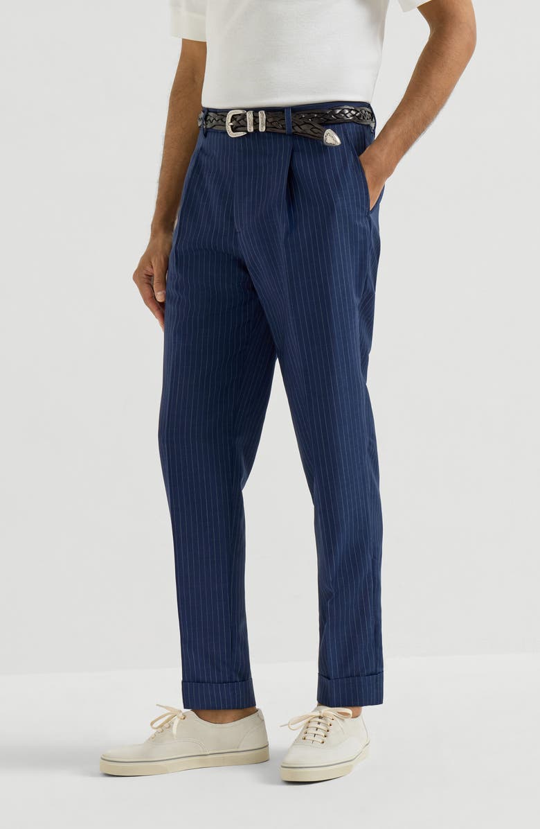 Brunello Cucinelli Chalk stripe trousers, Alternate, color, Blue