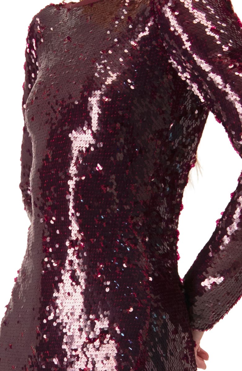IVONNE Short Sequin Dress, Alternate, color, Wine