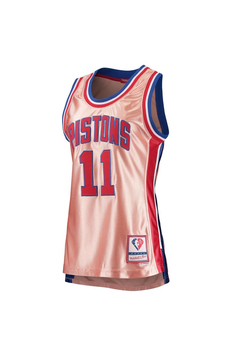 Mitchell & Ness Women's Mitchell & Ness Isiah Thomas Pink Detroit Pistons 75th Anniversary Rose Gold 1982 Swingman Jersey, Alternate, color,