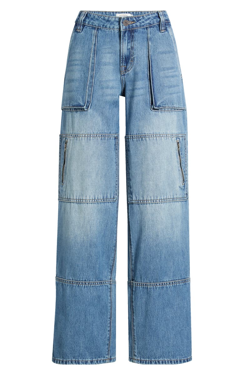 HIDDEN JEANS Fashion Low Rise Cargo Wide Leg Jeans, Alternate, color, Medium Wash